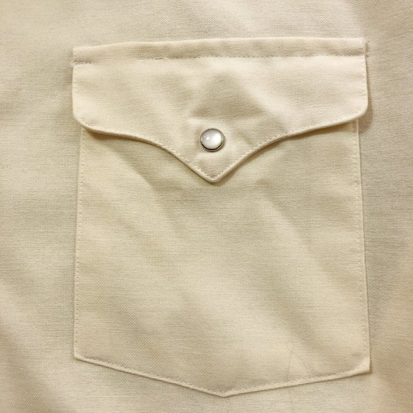 Off White Cream Western Snap Button Shirt 16.5 34 - Picture 4 of 6
